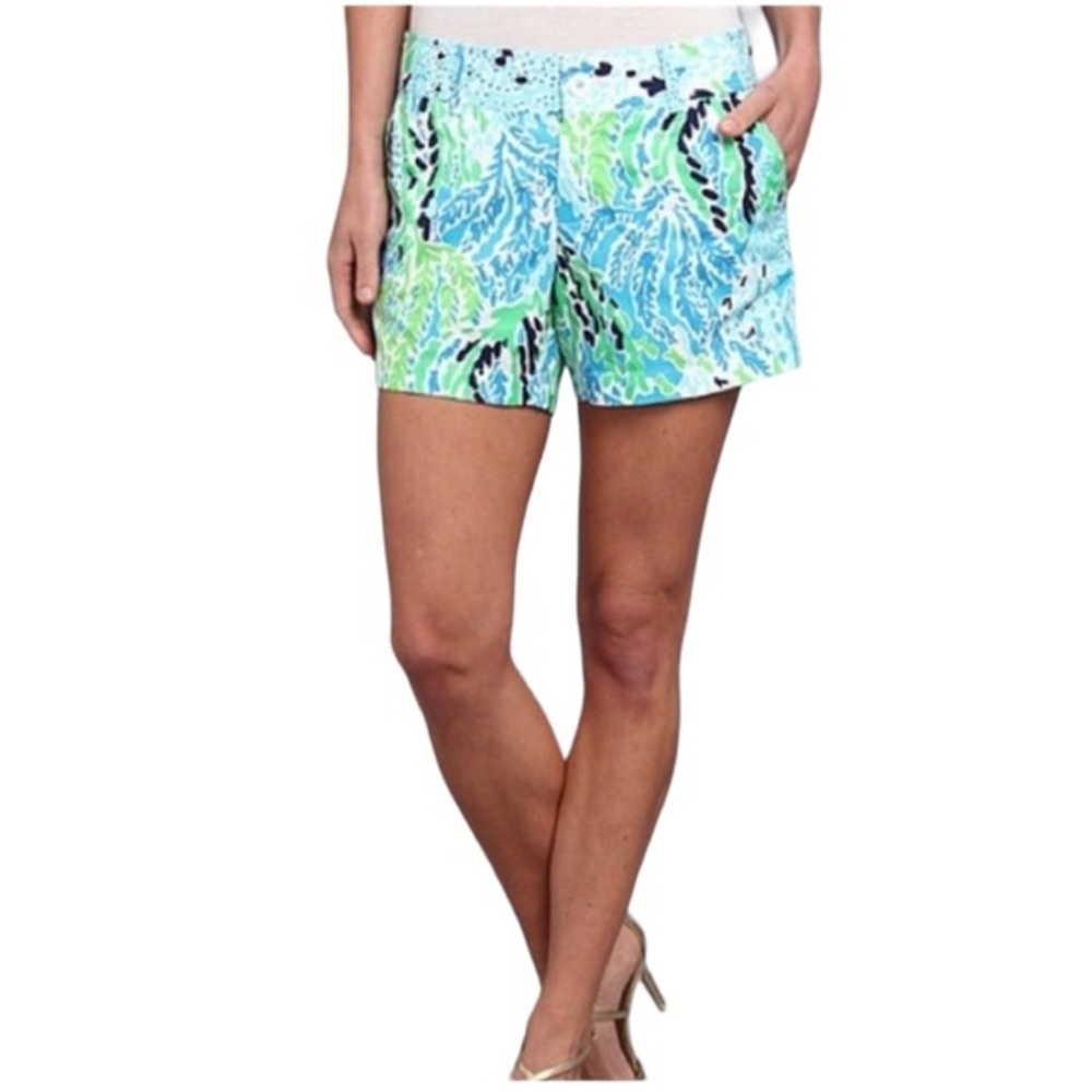 LILLY PULITZER CALLAHAN LETS CHA CHA SPA BLUE GREEN WHITE COTTON SHORTS 2